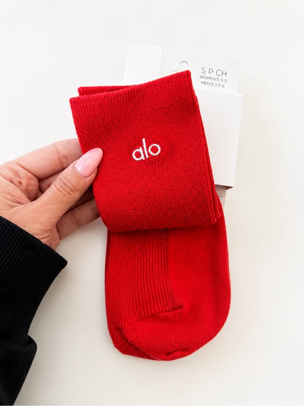 Alo Yoga Unisex Half-Crew Understated Socks Bright Red NWT Size S
